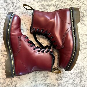 Like New Dr. Martens Cherry Red Leather Boots